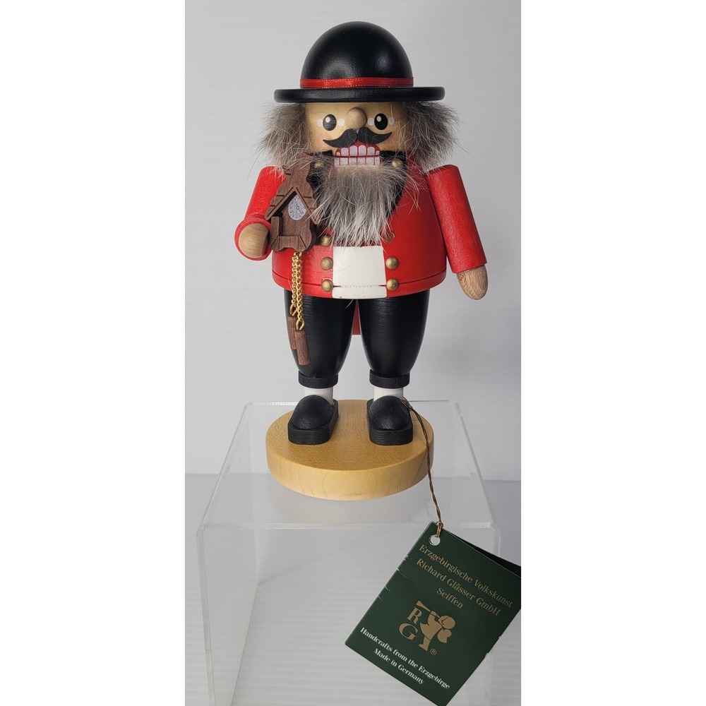 Richard Glasser Erzgebirge Cuckoo Clock Maker Nutcracker Germany 8" Vintage RARE